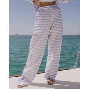 Daily Drills Striped Cotton Wide Leg Pants Size XS/S Purple & White